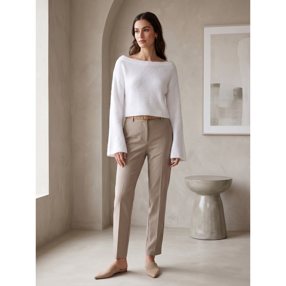 H&M Divided Women's White Cropped Sweater Boat Neck Wide Sleeve Knit Size [S]